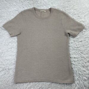 Marine Layer Shirt Mens M Beige Respun Knit Sweater Tee Merino Wool Crewneck